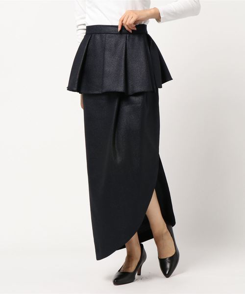 STUDIOUS SELECT（ステュディオスセレクト）の「【BAUME(ボーメ)】ラッフルスリットスカート（スカート・レディース・ネイビー/アイボリー・36）」の2枚目の写真