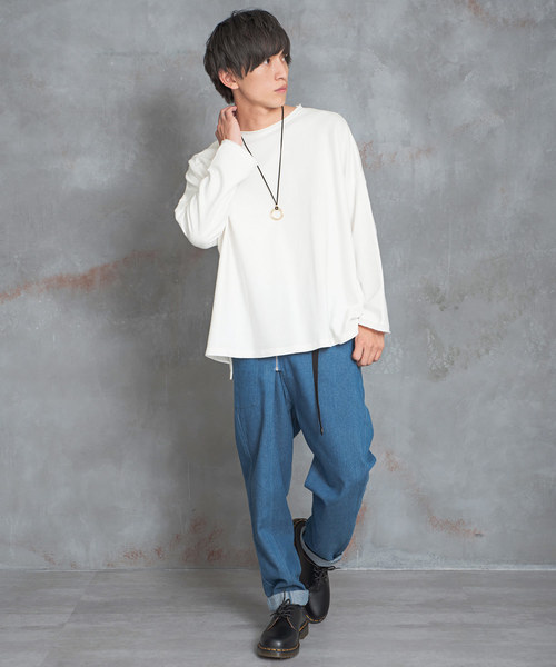 MinoriTY（マイノリティ）の「メンズビッグシルエットミニ裏毛トレーナー（スウェット・メンズ・ブラック/オフホワイト/ピンク/杢グレー・M/L）」の5枚目の写真