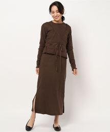 起毛フライスカシュクールレイヤードワンピース