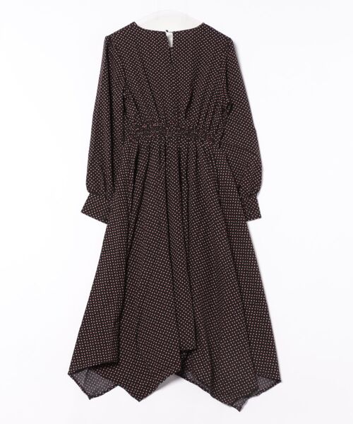 STYLEBLOCK（スタイルブロック）の「ジョーゼット小紋柄ワンピース（ワンピース・レディース・キャメル/ネイビー/ライトベージュ/ブラック・M）」の5枚目の写真