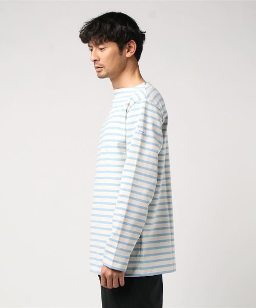 ORCIVAL(オーシバル)の「ORCIVAL / コットンロード ボーダー フレンチ バスクシャツ <MEN>(Tシャツ/カットソー・メンズ・ネイビー/グリーン/サックスブルー・4/5)」の5枚目の写真