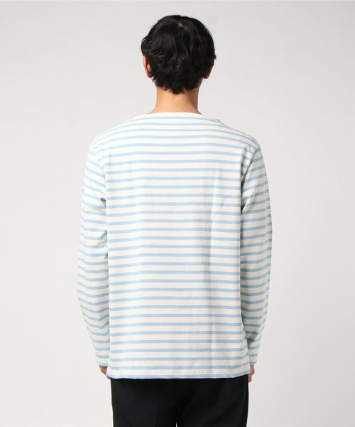 ORCIVAL(オーシバル)の「ORCIVAL / コットンロード ボーダー フレンチ バスクシャツ <MEN>(Tシャツ/カットソー・メンズ・ネイビー/グリーン/サックスブルー・4/5)」の4枚目の写真