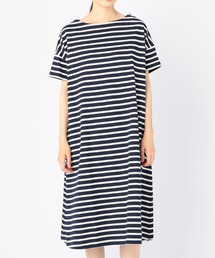 Orcival オーシバル の Orcival コットンモヨン ボートネック半袖ワンピース Stripe Women ワンピース Wear