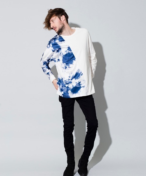 NO ID.(ノーアイディ)の「mlt3000-サテンキリカエドルマンスリーブロンT Tシャツ(Tシャツ/カットソー・メンズ・ホワイト×ネイビー/ホワイト×ブラック/ブラック×ブルー/ブラック×ブラック・ONE SIZE)」の5枚目の写真