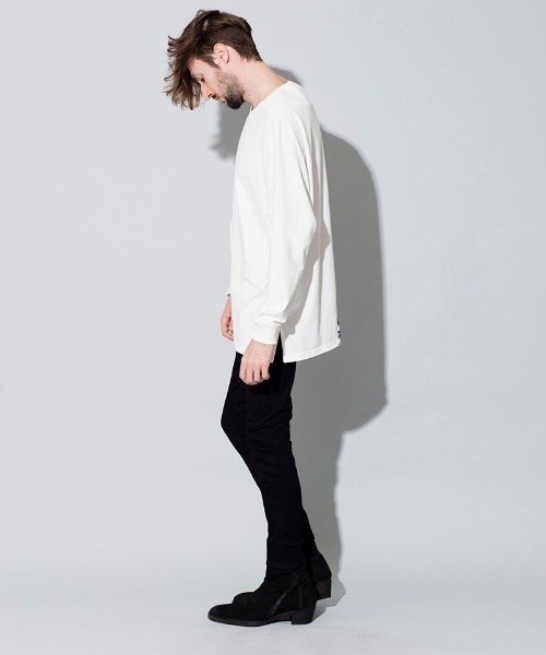 NO ID.(ノーアイディ)の「mlt3000-サテンキリカエドルマンスリーブロンT Tシャツ(Tシャツ/カットソー・メンズ・ホワイト×ネイビー/ホワイト×ブラック/ブラック×ブルー/ブラック×ブラック・ONE SIZE)」の10枚目の写真
