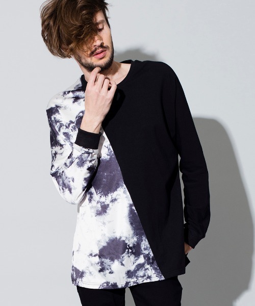 NO ID.(ノーアイディ)の「mlt3000-サテンキリカエドルマンスリーブロンT Tシャツ(Tシャツ/カットソー・メンズ・ホワイト×ネイビー/ホワイト×ブラック/ブラック×ブルー/ブラック×ブラック・ONE SIZE)」の15枚目の写真