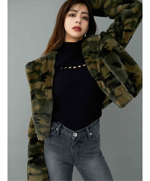 GYDA（ジェイダ）の「エコファーライダースジャケット（ライダースジャケット・レディース・ブラック/その他1・FREE）」の2枚目の写真