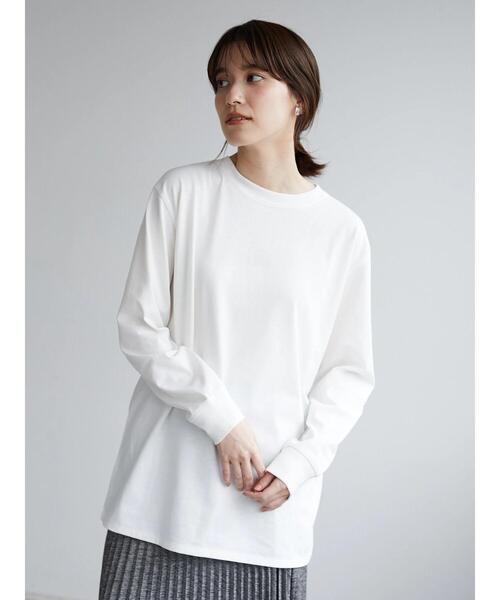 Green　Parks（グリーンパークス）の「ホワイトインナークルーネックストレート＊（Tシャツ/カットソー・レディース・オフホワイト・FREE）」の8枚目の写真