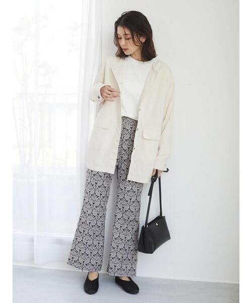 Green　Parks（グリーンパークス）の「ホワイトインナークルーネックストレート＊（Tシャツ/カットソー・レディース・オフホワイト・FREE）」の5枚目の写真