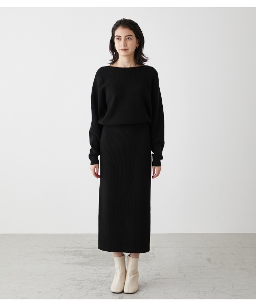 AZUL by moussy（アズールバイマウジー）の「2WAY RIB BLOUSING ONEPIECE/2WAYリブブラウジングワンピース（ワンピース・レディース・ボルドー/ライトベージュ/ブラック・MEDIUM/SMALL）」の17枚目の写真