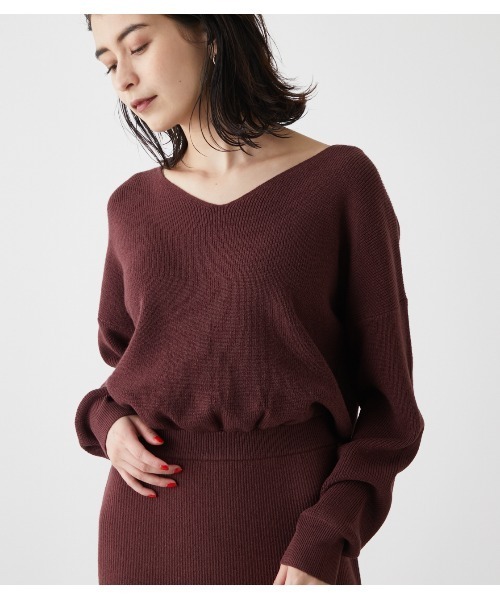 AZUL by moussy（アズールバイマウジー）の「2WAY RIB BLOUSING ONEPIECE/2WAYリブブラウジングワンピース（ワンピース・レディース・ボルドー/ライトベージュ/ブラック・MEDIUM/SMALL）」の20枚目の写真