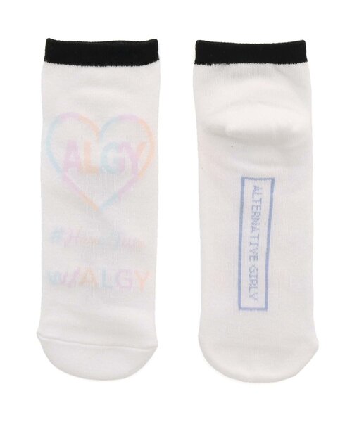 algy(アルジー)の「■レインボーロゴショートソックス(ソックス/靴下・キッズ・オフホワイト/ミント/ブラック・21/24)」の1枚目の写真