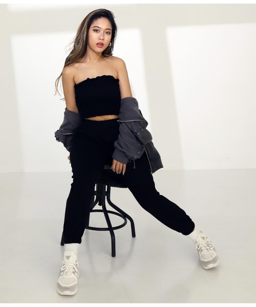 ANAP（アナップ）の「シャーリングブラトップ（チューブトップ・レディース・ブラック/ホワイト・FREE）」の6枚目の写真