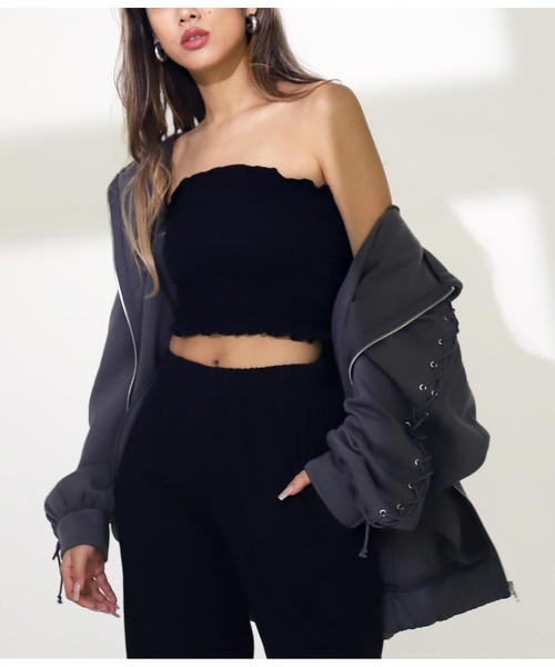 ANAP（アナップ）の「シャーリングブラトップ（チューブトップ・レディース・ブラック/ホワイト・FREE）」の16枚目の写真