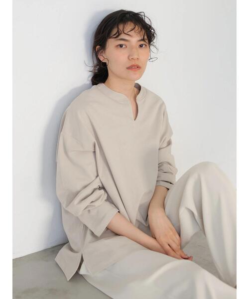 AMERICAN HOLIC（アメリカンホリック）の「スキッパーミニ裏毛カットプルオーバー（Tシャツ/カットソー・レディース・オフホワイト/ブルー/ミント/チャコールグレー/グレイッシュベージュ・L/M）」の13枚目の写真