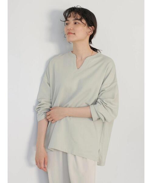 AMERICAN HOLIC（アメリカンホリック）の「スキッパーミニ裏毛カットプルオーバー（Tシャツ/カットソー・レディース・オフホワイト/ブルー/ミント/チャコールグレー/グレイッシュベージュ・L/M）」の14枚目の写真