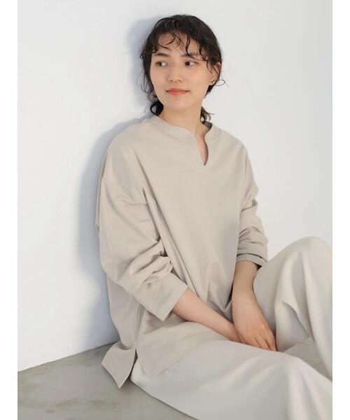 AMERICAN HOLIC（アメリカンホリック）の「スキッパーミニ裏毛カットプルオーバー（Tシャツ/カットソー・レディース・オフホワイト/ブルー/ミント/チャコールグレー/グレイッシュベージュ・L/M）」の16枚目の写真