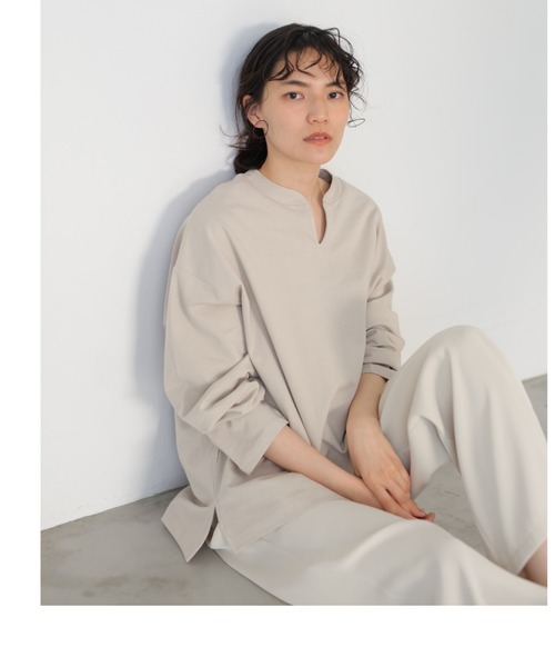 AMERICAN HOLIC（アメリカンホリック）の「スキッパーミニ裏毛カットプルオーバー（Tシャツ/カットソー・レディース・オフホワイト/ブルー/ミント/チャコールグレー/グレイッシュベージュ・L/M）」の3枚目の写真