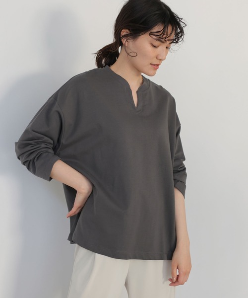 AMERICAN HOLIC（アメリカンホリック）の「スキッパーミニ裏毛カットプルオーバー（Tシャツ/カットソー・レディース・オフホワイト/ブルー/ミント/チャコールグレー/グレイッシュベージュ・L/M）」の2枚目の写真