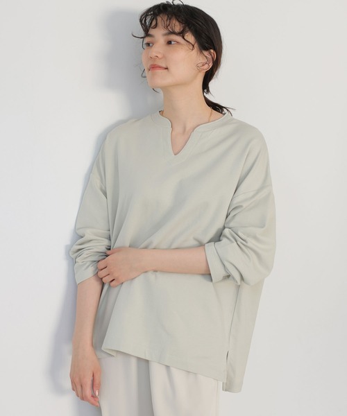 AMERICAN HOLIC（アメリカンホリック）の「スキッパーミニ裏毛カットプルオーバー（Tシャツ/カットソー・レディース・オフホワイト/ブルー/ミント/チャコールグレー/グレイッシュベージュ・L/M）」の4枚目の写真