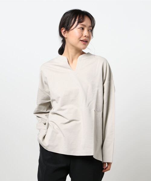 AMERICAN HOLIC（アメリカンホリック）の「スキッパーミニ裏毛カットプルオーバー（Tシャツ/カットソー・レディース・オフホワイト/ブルー/ミント/チャコールグレー/グレイッシュベージュ・L/M）」の7枚目の写真