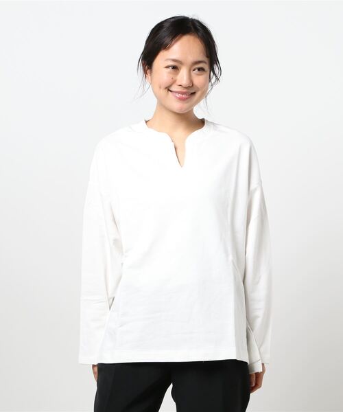 AMERICAN HOLIC（アメリカンホリック）の「スキッパーミニ裏毛カットプルオーバー（Tシャツ/カットソー・レディース・オフホワイト/ブルー/ミント/チャコールグレー/グレイッシュベージュ・L/M）」の6枚目の写真