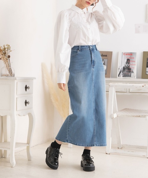 Newlyme（ニューリーミー）の「デニムタイトスカート（スカート・レディース・ブラック/インディゴブルー/ライトインディゴブルー・MEDIUM/LARGE/X-LARGE/SMALL）」の18枚目の写真