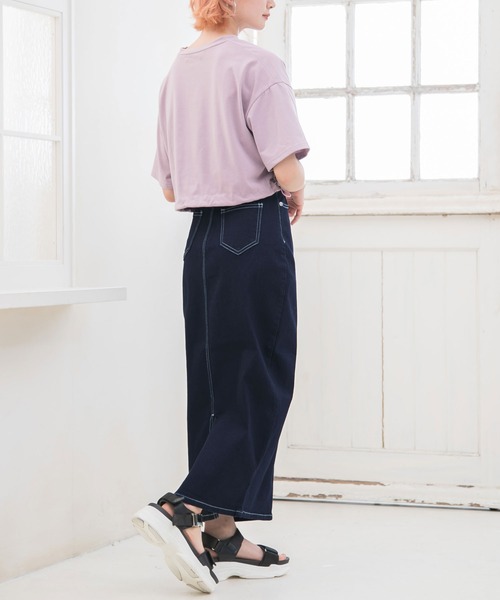 Newlyme（ニューリーミー）の「デニムタイトスカート（スカート・レディース・ブラック/インディゴブルー/ライトインディゴブルー・MEDIUM/LARGE/X-LARGE/SMALL）」の4枚目の写真