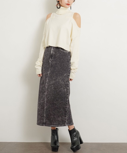 Newlyme（ニューリーミー）の「デニムタイトスカート（スカート・レディース・ブラック/インディゴブルー/ライトインディゴブルー・MEDIUM/LARGE/X-LARGE/SMALL）」の7枚目の写真