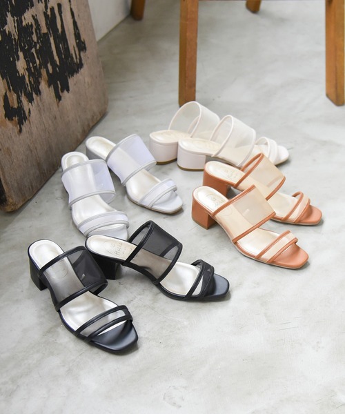 NOFALL シアーチャンキーヒール ミュール 厚底サンダル【新品】 NOFALL（ノーフォール）の「パイピングシアーチャンキーヒール