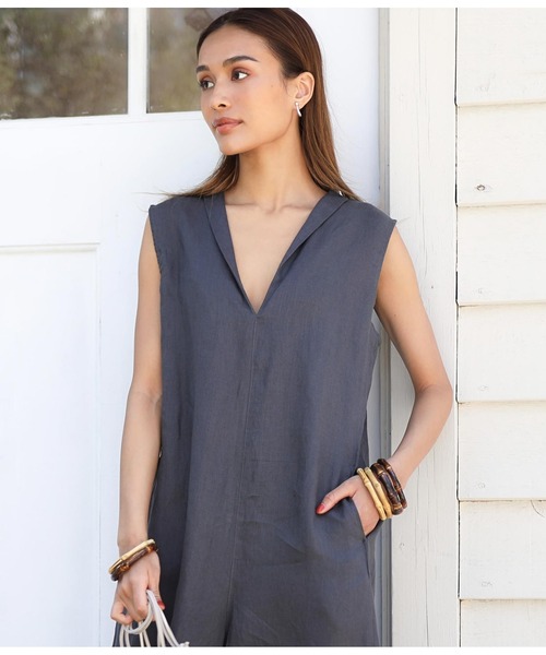 Alluge（アルージュ）の「フレアーシルエットコンビネゾン（つなぎ/オールインワン・レディース・ベージュ/スミクロ・FREE）」の3枚目の写真