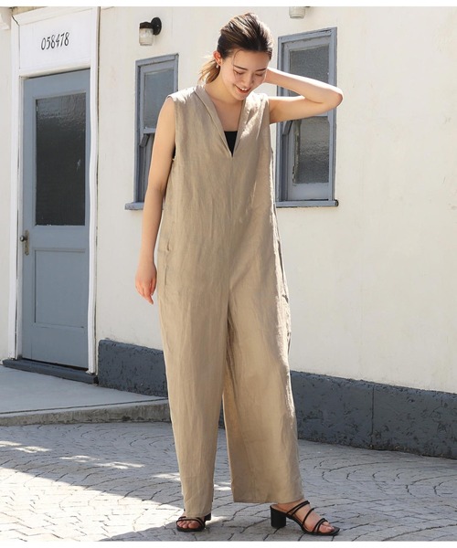 Alluge（アルージュ）の「フレアーシルエットコンビネゾン（つなぎ/オールインワン・レディース・ベージュ/スミクロ・FREE）」の6枚目の写真