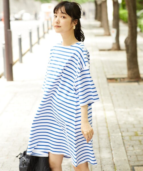 FREAK'S STORE（フリークスストア）の「ショルダーボタンカットミニワンピース（ワンピース・レディース・オフホワイト/ナチュラル/ネイビー/サックスブルー/レッド/ブラック・ﾌﾘ-）」の6枚目の写真