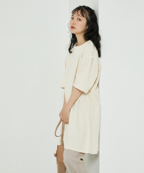 FREAK'S STORE（フリークスストア）の「ショルダーボタンカットミニワンピース（ワンピース・レディース・オフホワイト/ナチュラル/ネイビー/サックスブルー/レッド/ブラック・ﾌﾘ-）」の20枚目の写真