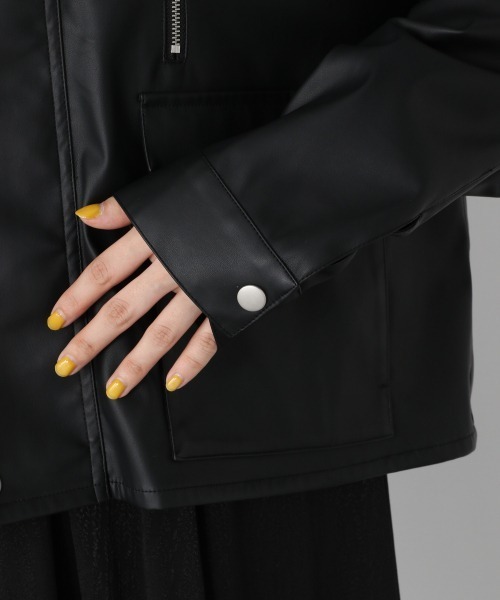 JEANASIS（ジーナシス）の「ビーガンレザーハンティングジャケット/215528（その他アウター・レディース・ブラック/ベージュ・FREE）」の11枚目の写真