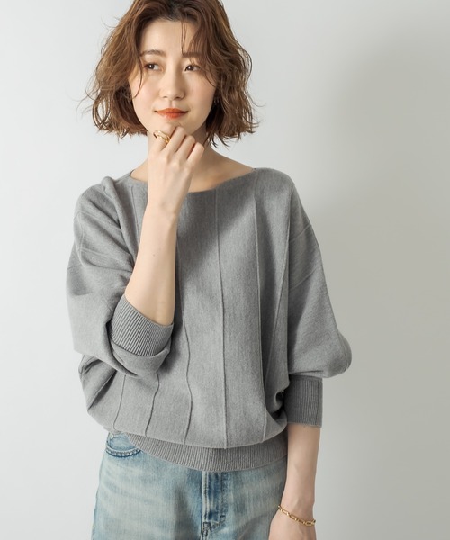 RIVE DROITE（リヴドロワ）の「上質で女性らしい雰囲気を醸し出す　アンゴラタッチドルマンニット（ニット/セーター・レディース・オフホワイト/グレー/レッド・FREE）」の11枚目の写真