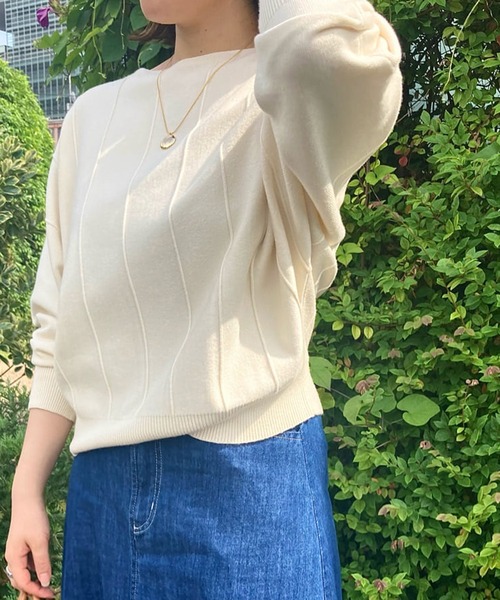 RIVE DROITE（リヴドロワ）の「上質で女性らしい雰囲気を醸し出す　アンゴラタッチドルマンニット（ニット/セーター・レディース・オフホワイト/グレー/レッド・FREE）」の7枚目の写真