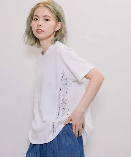 refinedworks（リファインドワークス）の「刺繍レース身頃切替PO（Tシャツ/カットソー・レディース・ブラック/ベージュ/オフホワイト・FREE）」の19枚目の写真