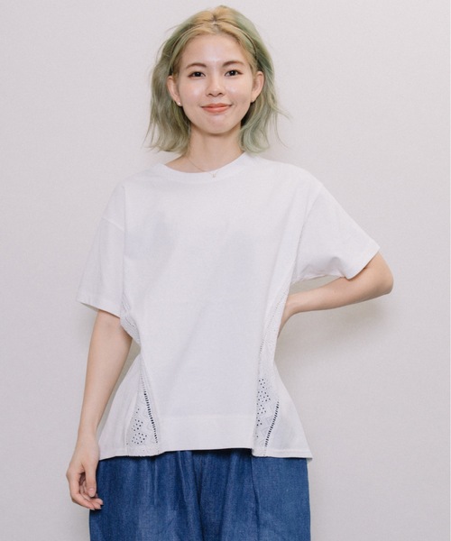 refinedworks（リファインドワークス）の「刺繍レース身頃切替PO（Tシャツ/カットソー・レディース・ブラック/ベージュ/オフホワイト・FREE）」の15枚目の写真