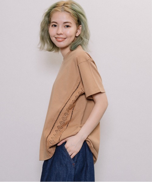 refinedworks（リファインドワークス）の「刺繍レース身頃切替PO（Tシャツ/カットソー・レディース・ブラック/ベージュ/オフホワイト・FREE）」の12枚目の写真