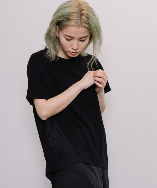 refinedworks（リファインドワークス）の「刺繍レース身頃切替PO（Tシャツ/カットソー・レディース・ブラック/ベージュ/オフホワイト・FREE）」の20枚目の写真