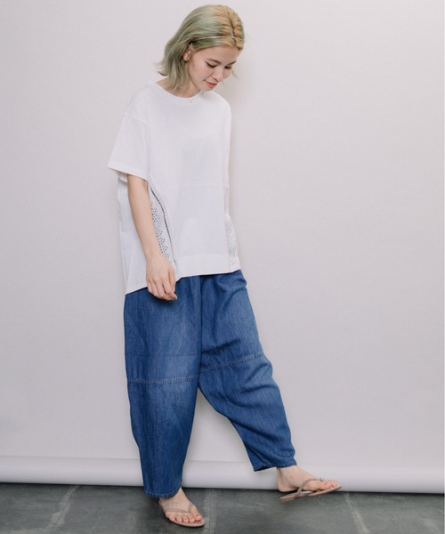 refinedworks（リファインドワークス）の「刺繍レース身頃切替PO（Tシャツ/カットソー・レディース・ブラック/ベージュ/オフホワイト・FREE）」の13枚目の写真