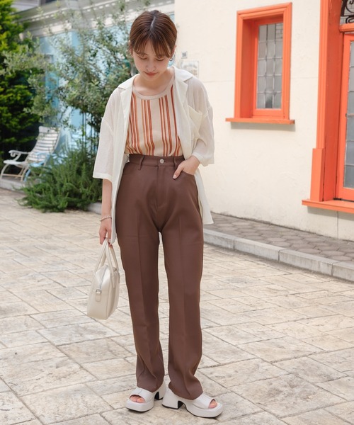 Kastane（カスタネ）の「クラッシュ加工シアーシャツ（シャツ/ブラウス・レディース・アイボリー/ライトベージュ/ミント/ピンク・FREE）」の5枚目の写真