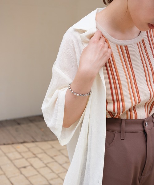 Kastane（カスタネ）の「クラッシュ加工シアーシャツ（シャツ/ブラウス・レディース・アイボリー/ライトベージュ/ミント/ピンク・FREE）」の10枚目の写真