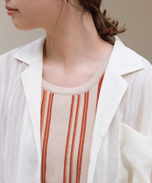 Kastane（カスタネ）の「クラッシュ加工シアーシャツ（シャツ/ブラウス・レディース・アイボリー/ライトベージュ/ミント/ピンク・FREE）」の13枚目の写真