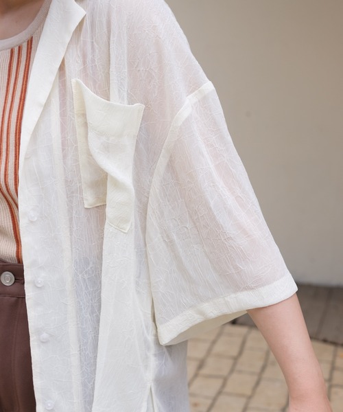 Kastane（カスタネ）の「クラッシュ加工シアーシャツ（シャツ/ブラウス・レディース・アイボリー/ライトベージュ/ミント/ピンク・FREE）」の14枚目の写真