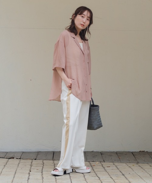 Kastane（カスタネ）の「クラッシュ加工シアーシャツ（シャツ/ブラウス・レディース・アイボリー/ライトベージュ/ミント/ピンク・FREE）」の17枚目の写真