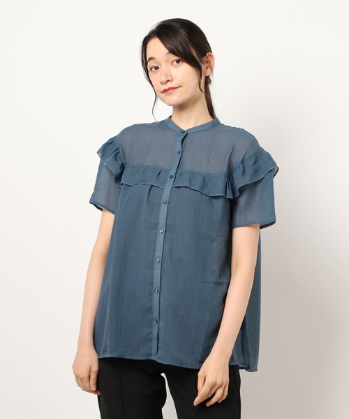 LBC(エルビーシー)の「ラッフルブラウス(シャツ/ブラウス・レディース・オフホワイト/ブルー/ブラック・M)」の3枚目の写真