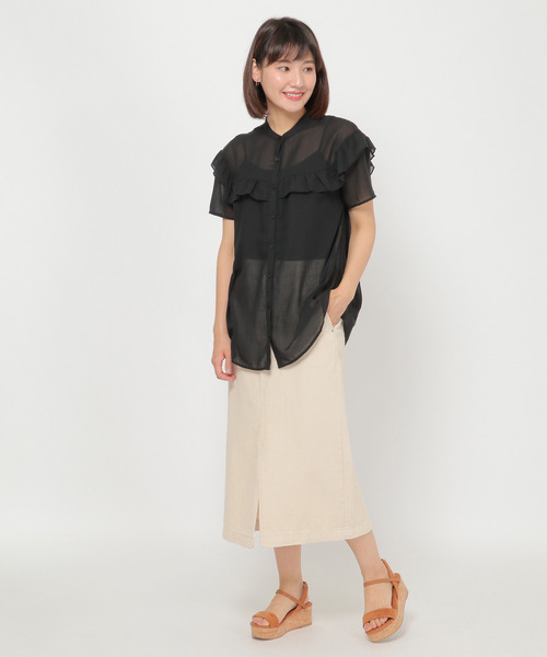 LBC(エルビーシー)の「ラッフルブラウス(シャツ/ブラウス・レディース・オフホワイト/ブルー/ブラック・M)」の6枚目の写真