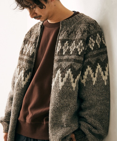 JOURNAL STANDARD relume（ジャーナルスタンダード　レリューム）の「【WEB限定】ノルディック柄ハンドニット　ブルゾン/カーディガン/ルーズカーディガン（カーディガン/ボレロ・メンズ・ベージュ/ブラック・MEDIUM/LARGE）」の21枚目の写真